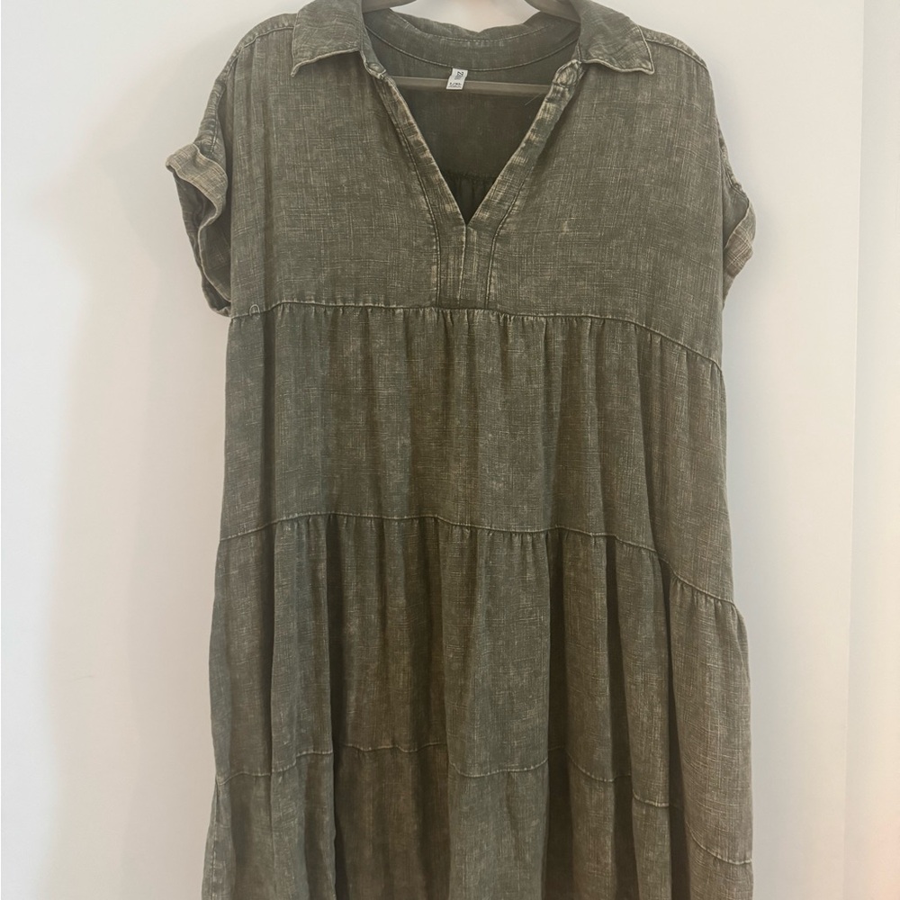 Three Birds Nest Zenana Outfitters Olive Tiered Midi Dress